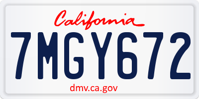 CA license plate 7MGY672