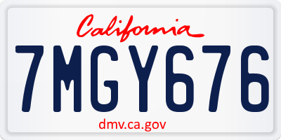 CA license plate 7MGY676