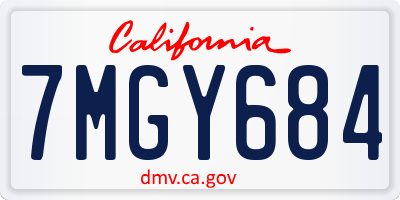 CA license plate 7MGY684