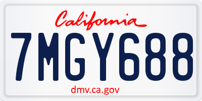 CA license plate 7MGY688