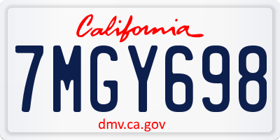 CA license plate 7MGY698