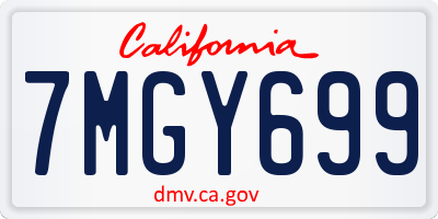 CA license plate 7MGY699