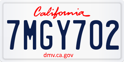 CA license plate 7MGY702