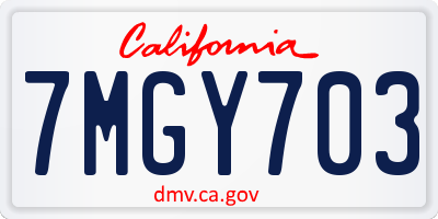 CA license plate 7MGY703