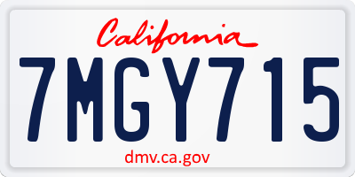 CA license plate 7MGY715