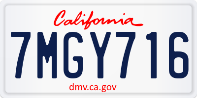 CA license plate 7MGY716