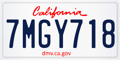 CA license plate 7MGY718