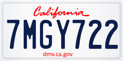 CA license plate 7MGY722