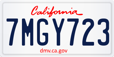 CA license plate 7MGY723