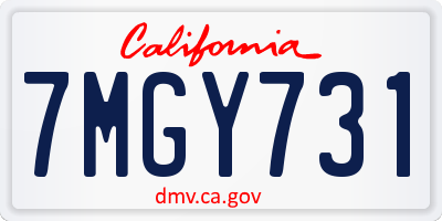 CA license plate 7MGY731