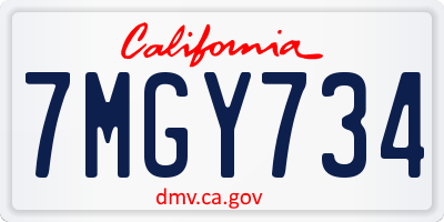 CA license plate 7MGY734