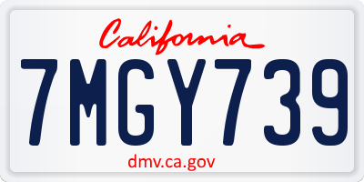 CA license plate 7MGY739