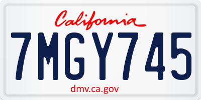 CA license plate 7MGY745