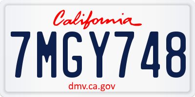 CA license plate 7MGY748