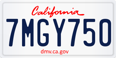 CA license plate 7MGY750