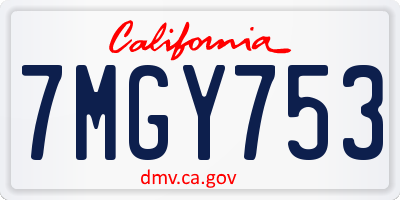 CA license plate 7MGY753