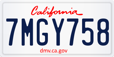 CA license plate 7MGY758