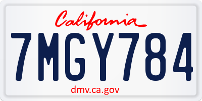CA license plate 7MGY784