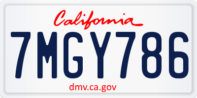 CA license plate 7MGY786