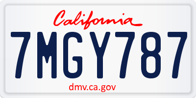 CA license plate 7MGY787