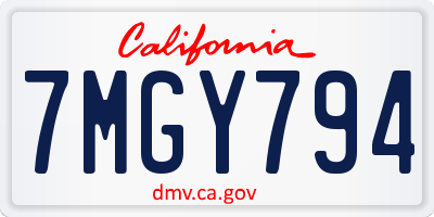 CA license plate 7MGY794