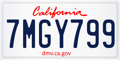 CA license plate 7MGY799