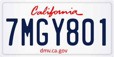CA license plate 7MGY801