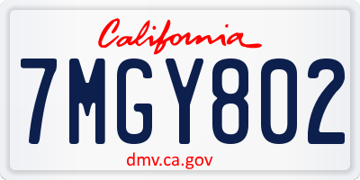 CA license plate 7MGY802