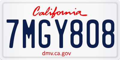 CA license plate 7MGY808