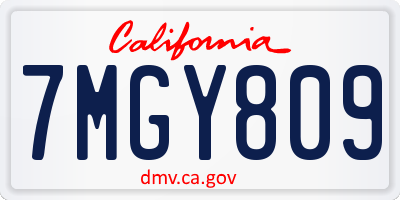 CA license plate 7MGY809