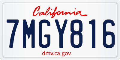 CA license plate 7MGY816