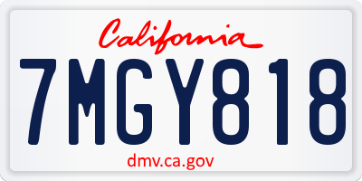 CA license plate 7MGY818