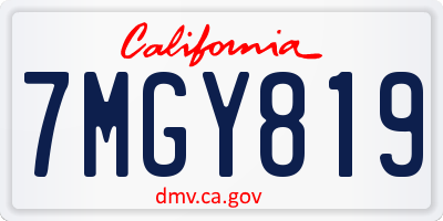 CA license plate 7MGY819