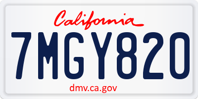 CA license plate 7MGY820