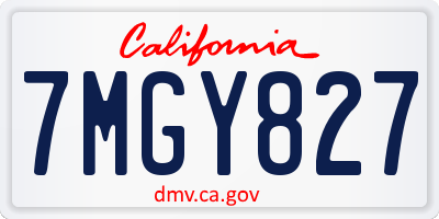 CA license plate 7MGY827