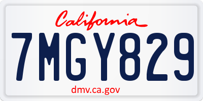 CA license plate 7MGY829