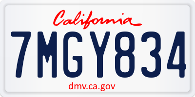 CA license plate 7MGY834