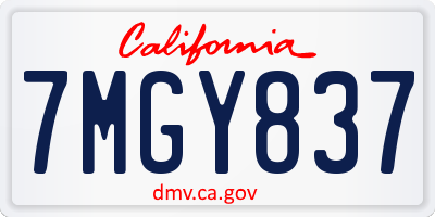 CA license plate 7MGY837