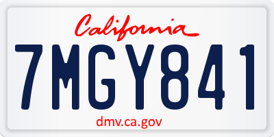 CA license plate 7MGY841