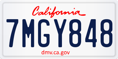 CA license plate 7MGY848