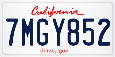 CA license plate 7MGY852