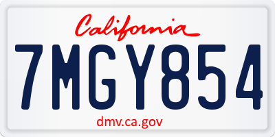 CA license plate 7MGY854
