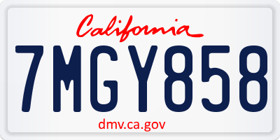 CA license plate 7MGY858