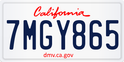 CA license plate 7MGY865