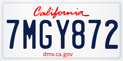 CA license plate 7MGY872
