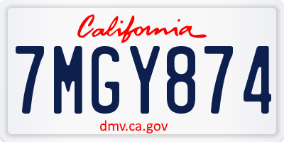 CA license plate 7MGY874