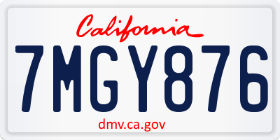 CA license plate 7MGY876