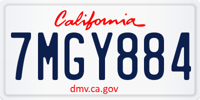 CA license plate 7MGY884