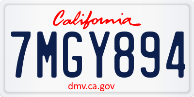 CA license plate 7MGY894