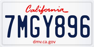 CA license plate 7MGY896